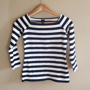 J. Crew Navy and White Striped Top